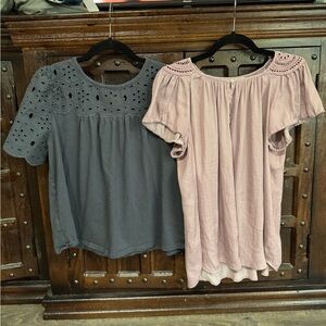 2 LOFT Tops - Gray & Pink - Size Medium